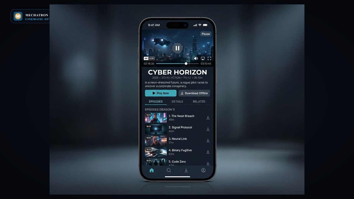 Native 16:9 widescreen streaming mobile apps interface